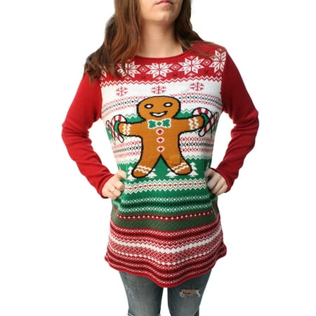 Ugly Christmas Sweater Women's Gingerbread LED Light Up