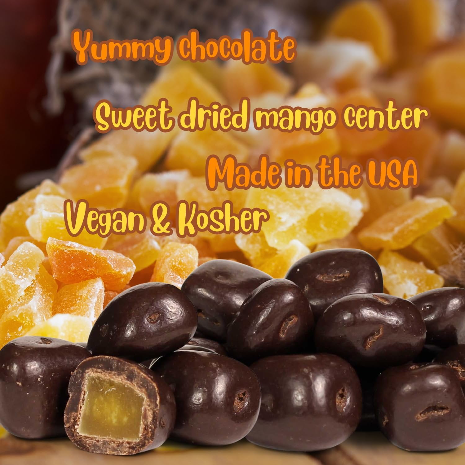 Dark Chocolate Covered Dried Mango by It's Delish, 10 Lbs Bulk Bag  Gourmet Chocolate Covered Mango Bits Fruit Snacks Bulk Chocolate Candy Treats  Vegan, Non-Dairy, Kosher