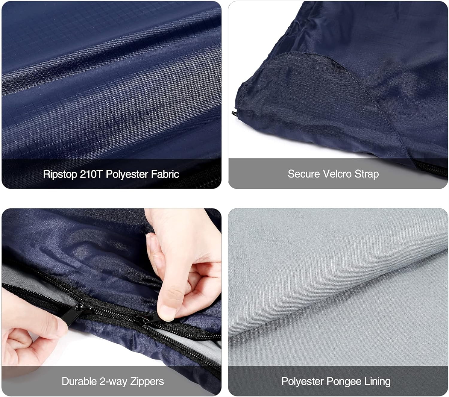 REDCAMP Ultra Light Weight Sleeping Bags for Adults, Zippered Compact Summer Sleeping Bags with Compression Sack for Backpacking Camping Hiking Travel, Navy Blue