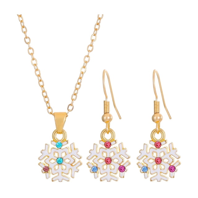 Conjunto de collar y aretes navideños Joyas navideñas para el día festivo de San Valentín Yuyangstore Collar y Pendientes