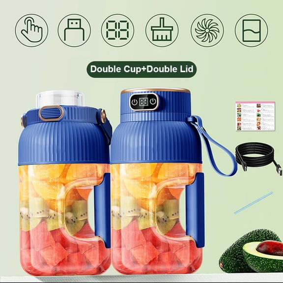 Helenmas Christmas Gift Multifunctional Portable Juicer Cup with Digital Display 2024 New Portable Smoothie Portable USB Rechargeable Juice Cup Glass&Bottle