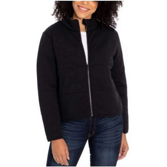 Three Dots Womens Quilted Jacket,Black,XS