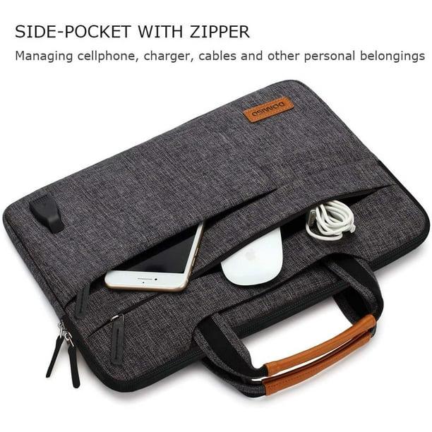DOMISO Sacoche Ordinateur Portable 17,3 Pouces - Housse Protection Imperméable Noire Avec Bandoulière, Pochette Pour Dell XPS, ASUS, HP, Chromebook