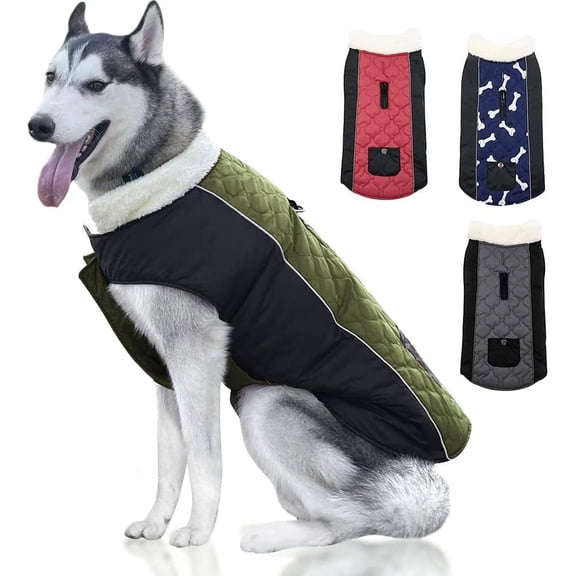 Dog Winter Coat, Warm Cozy Reversible Vest Dog Jacket with Zipper