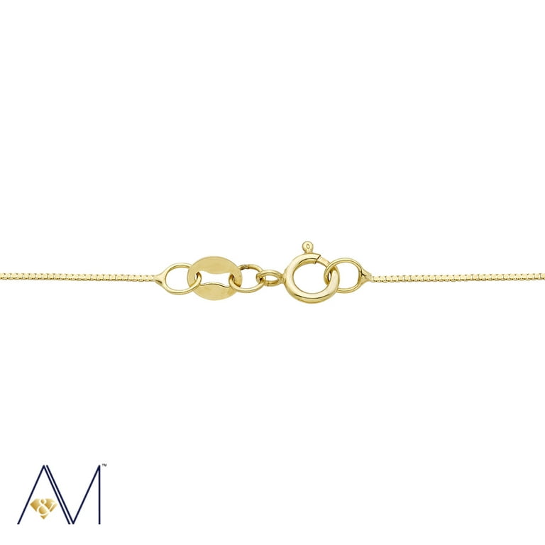 14k Yellow Gold 0.45mm Box Chain Necklace, 16” to 24”, with Spring