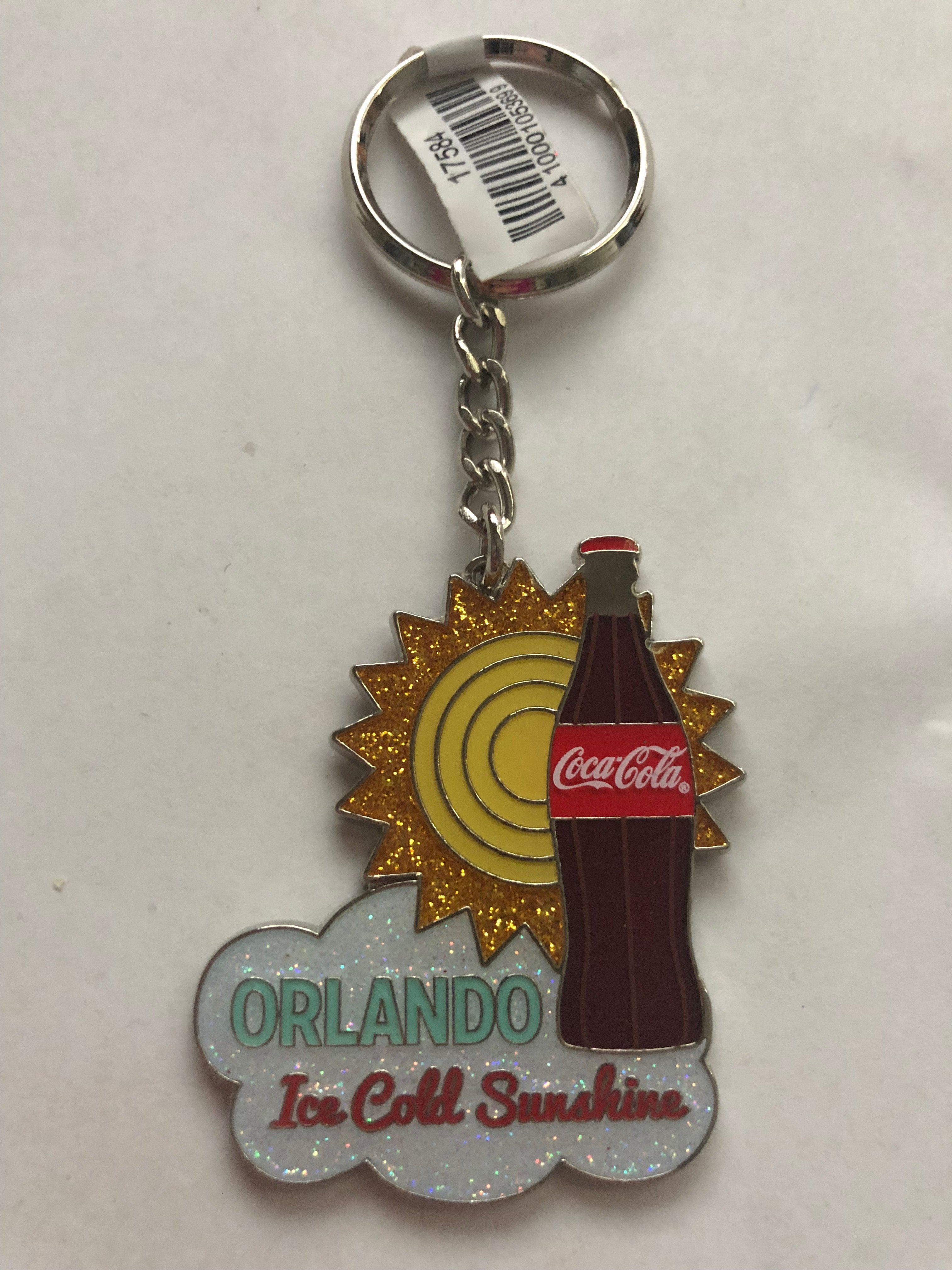Authentic Coca-Cola Coke Orlando Metal Glitter Red Bottle Opener Keychain New 