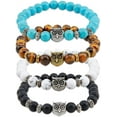 thumbnail image 1 of Juego de 4 pulseras de búho con energía curativa, pulseras de piedras de la suerte, pulseras de cuentas con dijes de búho, pulseras elásticas para la ansiedad, pulseras para parejas, regalos., 1 of 7