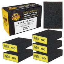 Dura-Gold 60 Grit 4-Sided Hand Sanding Block Sponges, Box of 6 - Performance Flex 3.9" x 2.75" x 1" Wet or Dry Flexible Sandpaper Abrasive Brick Pads, Reusable - Sand Wood, Drywall, Metal, Auto Paint