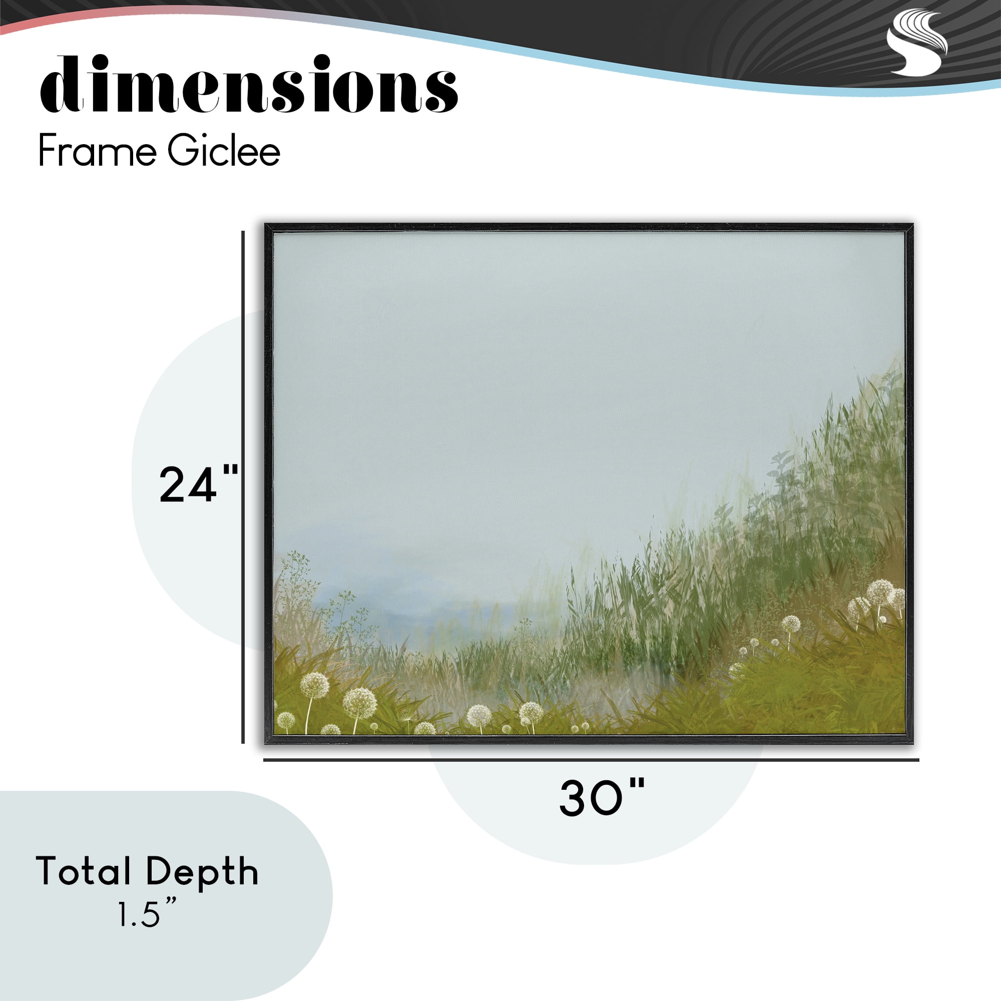 Misty Meadow Hill Black Framed Giclee Art, design by Renel Peters