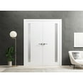 thumbnail image 3 of Solid French Double Doors 60 x 80 inches | Planum 0660 Painted White with Frosted Glass | Wood Solid Panel Frame Trims | Closet Bedroom Sturdy Doors, 3 of 5