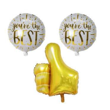 Gold Thumbs Up Balloon Set with You’re the Best Foil Balloons for Celebrations