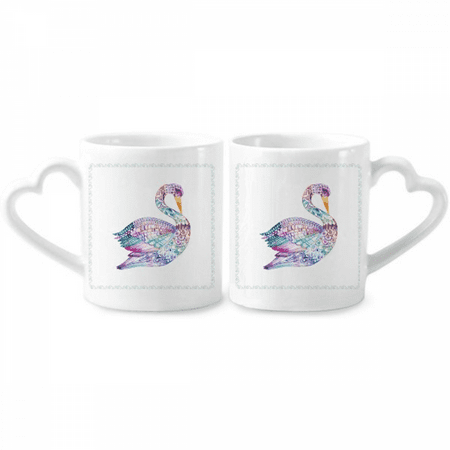 

Colorful Bird Watercolor Couple Porcelain Mug Set Cerac Lover Cup Heart Handle