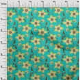 thumbnail image 2 of oneOone Cotton Cambric Turquoise Green Fabric Leaves & Flower Floral Crafts Projects Decor Fabric Printed By The Yards 42 Inches Wide, 2 of 4