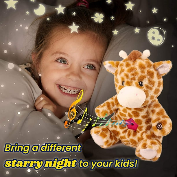 HHHC Girafe Projecteur d'étoiles Peluche Chat Veilleuse Peluches Musicales  Jouets pour Enfants Berceuses Sons Aide au Sommeil Cadeaux pour  Anniversaire Noël, 12'' … 