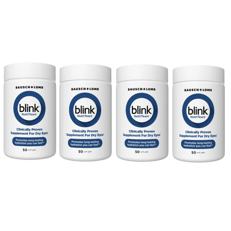 4 Pack - Blink NutriTears Clinically Proven Supplement for Dry Eyes, 50 Softgels, Eye Care Supplement to Hydrate Eyes From Within For Long Lasting Relief You Can Feel