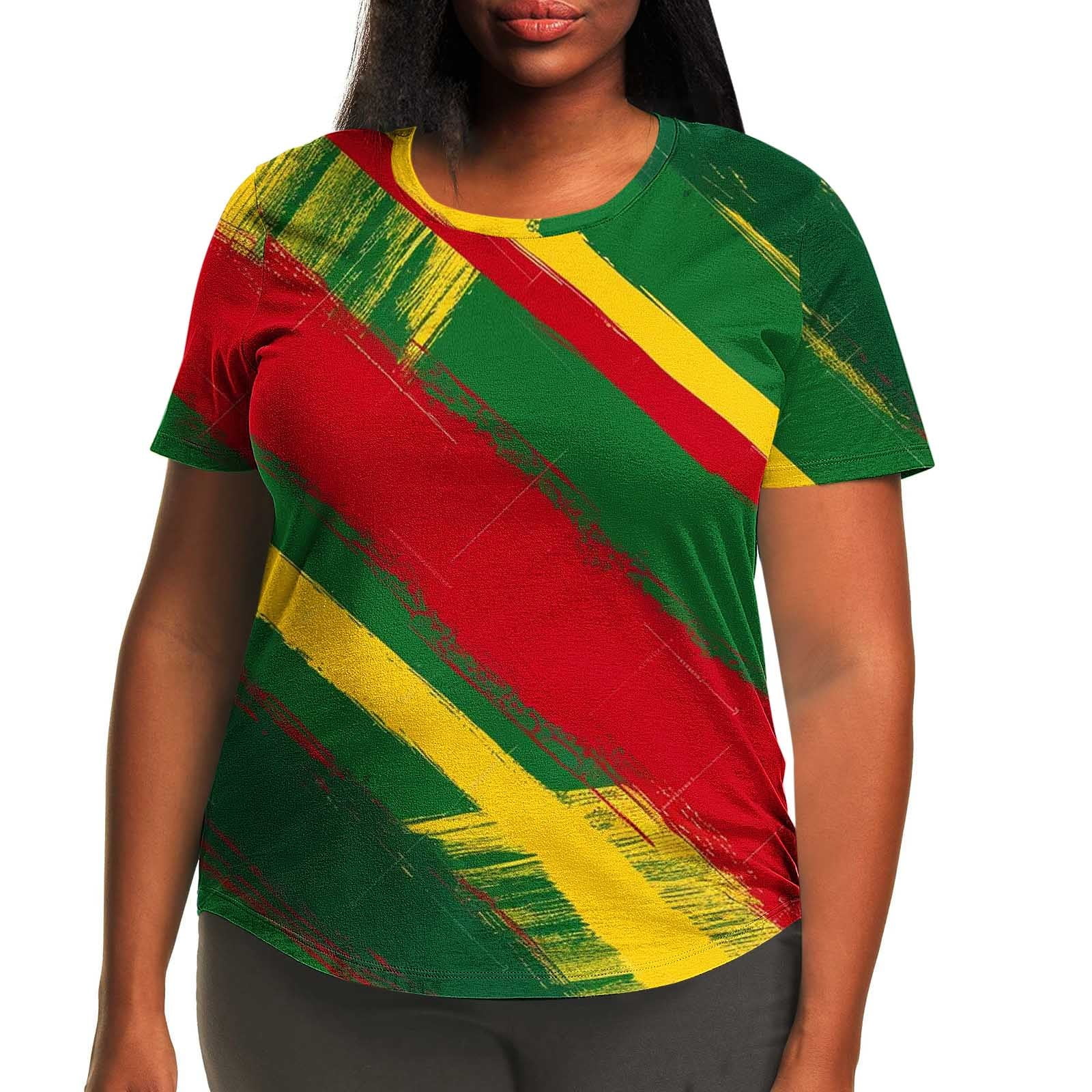 Independence Day Plus Size 4X Women's Short Sleeve Tops Sale Under $10 Free Shipping Summer Casual Loose Print Blouse
