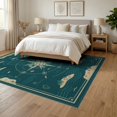 thumbnail image 3 of ODIKA Main Turtle Map Motif Compass Border Nautical Wave Coral Ocean Flowing Dynamic Foldable Easy Care for Queen Size Bedroom, Under Bed, Master Suite, 3 of 7