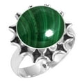 thumbnail image 1 of 925 Silver Ring For Women - Girls Green Natural Malachite Stone Silver Ring Size 5 May Birthstone Hand Made Silver Ring Size 5 Gift For Women On Valentine's Day 925 Silver Jewelry With Gemstone, 1 of 6