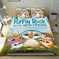 thumbnail image 1 of Puffin Rock Conjunto de sábanas temático, trío de piezas, cómodo y amigable con la piel, diseño único, regalo de decoración para el hogar para familiares, amigos y fans,140cm *210cm, 1 of 6
