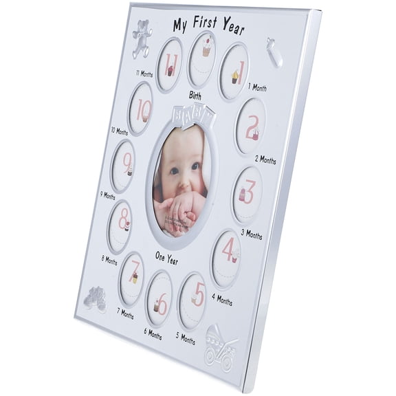 Pretyzoom 1Pcs First Year Picture Frame White Synthetic Material Infant Birthday Families with Babies