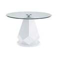 thumbnail image 2 of Glass Top Round Dining Table with Geometric Pedestal Base, White-Saltoro Sherpi, 2 of 5