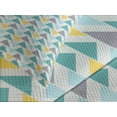 thumbnail image 4 of Ambesonne Geometric Quilted Bedspread Set 3 Pcs, Chevron Retro Style, King Size, Seafoam Yellow Grey, 4 of 5