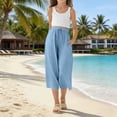 thumbnail image 5 of Ruyang Capri Pants for Girls Cotton Linen Wide Leg Pants Summer Capris Pant Palazzo Loose Fit Casual Trousers Pockets 2026 Trendy, 5 of 9