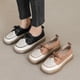 thumbnail image 4 of Zapatos casuales sin cordones de piel de vaca auténtica para mujer, primavera y verano 2022, planos de colores combinados, 4 of 5