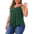 thumbnail image 4 of Camiseta sin mangas de encaje en V para mujeres de tallas grandes 1X verde, 4 of 6