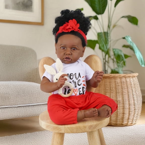 Lifelike Reborn Baby Dolls 20 inch African American Baby Girl with Soft Cloth Body and Accessories for Kids Age 3