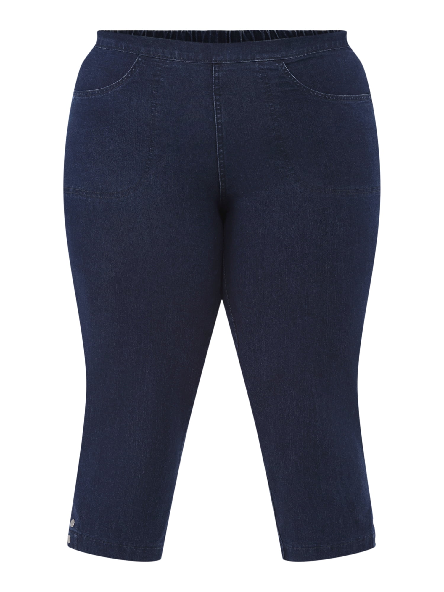 JMS Just My Size by Hanes Women's Plus Snap Hem Pull On Cropped Pants, 23" Inseam, Sizes 0X-4X