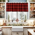 thumbnail image 5 of Curtain Valance, Christmas Red and Black Checkered Winter Short Rod Pocket Window Treatment for Living Room, Bedroom, Kitchen, Bathroom, 1 Panel, 54" X 18", 5 of 6