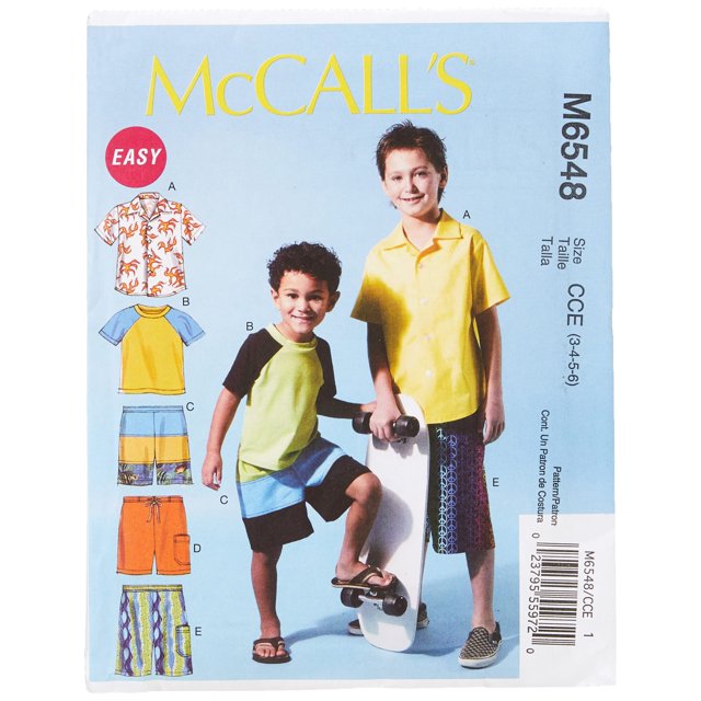 McCall's Patterns M6548 Camisa y pantalones cortos para niños/niños talla CCE (3-4-5-6)