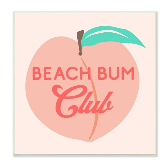 Stupell Industries Beach Bum Club Pink Peach Illustration Phrase Graphic Art Unframed Art Print Wall Art, Design by Daphne Polselli
