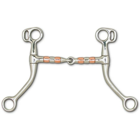 Toklat Bit Swept Back Shank, Curb Ring - 6" Cheek Copper, Stainless Steel Roller Snaffle Mouthpiece