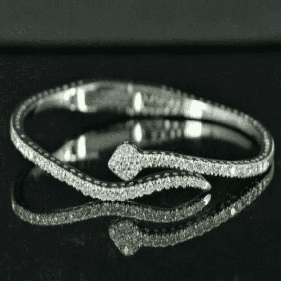 1.53CT Natural Diamond SI1,I-J Snake Wrap Bangle Bracelet 14K White Gold Fine Jewelry for Women Gift