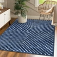 thumbnail image 3 of ZACOO 4'x6' Geometric Stripe Rug Modern Foldable Carpet Low-Pile Soft Accent Carpet Indoor Floor Cover for Living Room, Blue, 3 of 8