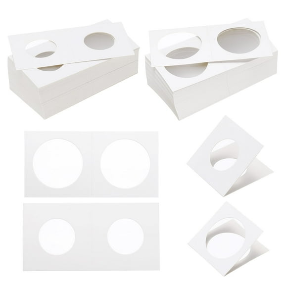 2x2 Coin Flips 200 Pack 27.5/37mm Cardboard Coin Holder Paper Coin Holders for Coin Collection Supplies Collector, White