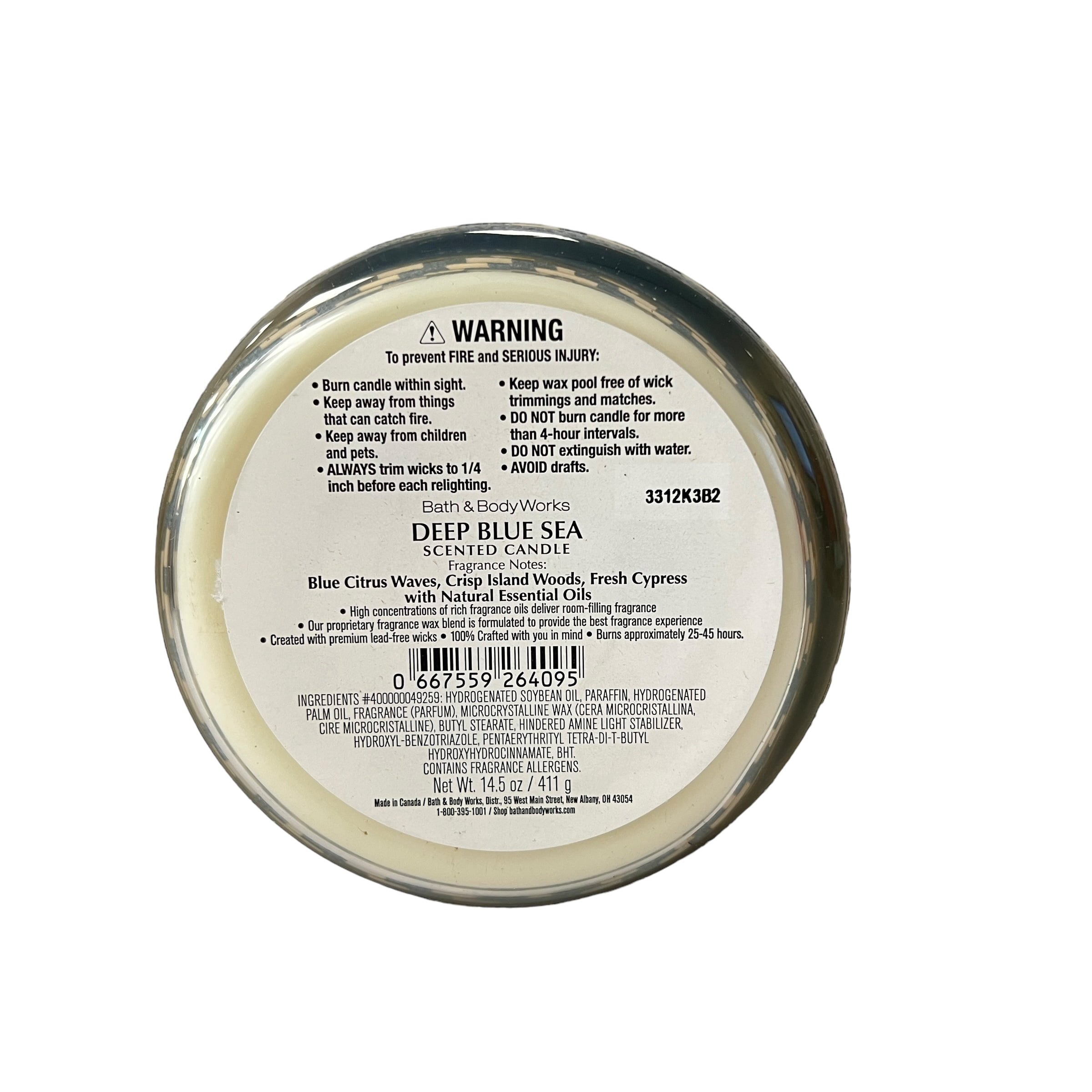 Bath & Body Works Deep Blue Sea 3 Wick Scented Candle