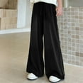 thumbnail image 5 of Girls'Wide Leg Jeans Elastic Waisted Baggy Trousers Streetwear Casual Loose Denim Pants with Pocket Size 5-15, 5 of 5