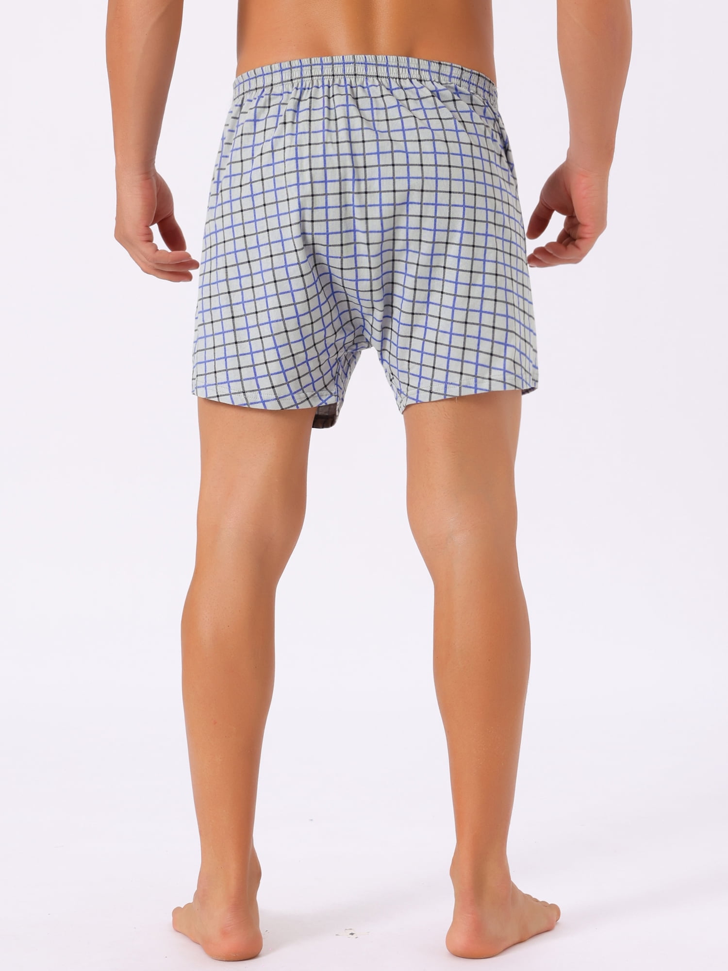 DARING DIVA Men's Classic Elastic Waistband Plaid Pattern Boxer Shorts 30 Gray