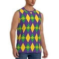thumbnail image 2 of Pofeuu Mardi Gras Print Men's Muscle T-Shirt, Sleeveless, Muscle Tank, Classic Muscle Tee Top For Men Casual Sleeveless Muscle T-Shirt Trendy Clothes-Small, 2 of 7