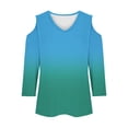thumbnail image 6 of Womens Tops 3/4 Length Sleeve Tops Neck Casual Print Tunic T Shirts Three Quarter Length Tops Blouses For Women, 6 of 7