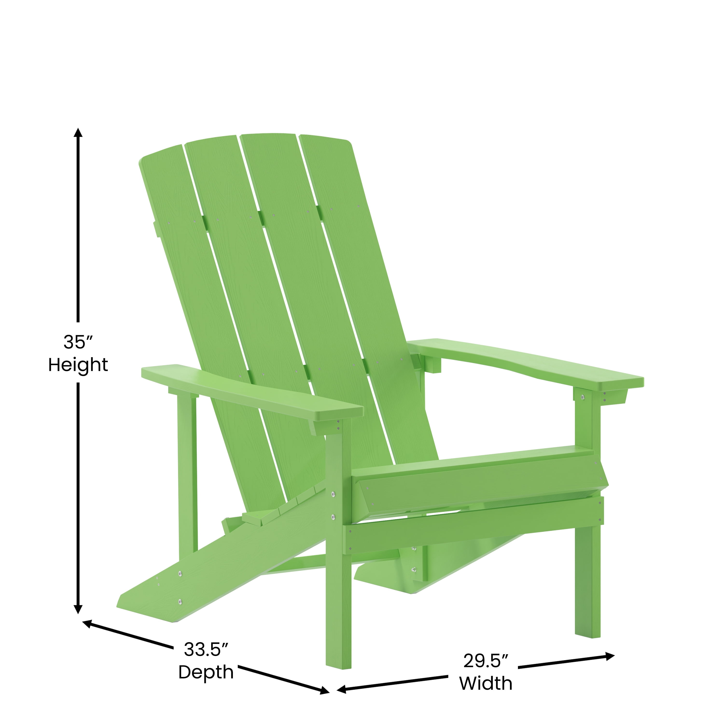 Flash Furniture Charlestown Commercial Grade Indoor/Outdoor Adirondack Chair, Weather Resistant Durable Poly Resin Deck and Patio Seating, Lime Green
