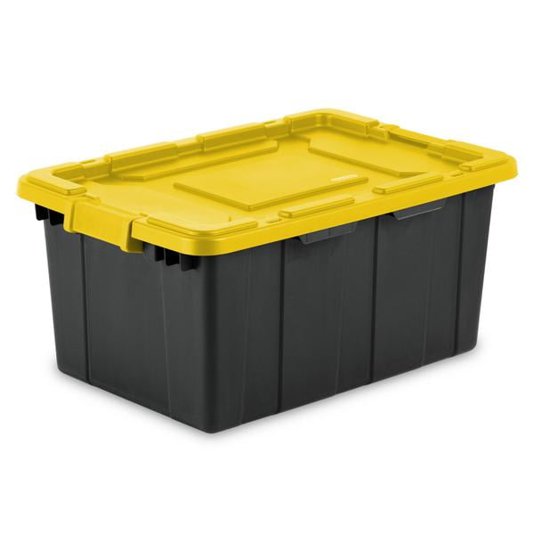 Sterilite 15 Gallon Storage Tote w/ Latching Lid, Black & Yellow (24 Pack)  