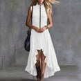 thumbnail image 6 of Women's Solid Color Sleeveless Lapel Zipper Jumpsuit Long Skirt Casual Fashion, 6 of 7