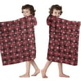 thumbnail image 4 of Red Christmas Plaid and Snowflake Pattern Hooded Bath Towel，50"x30" for Ages 3 To 12 Kids, Quick Dry Lightweight Soft Microfiber Hood Beach Towel Cover Up for Kids, 4 of 7