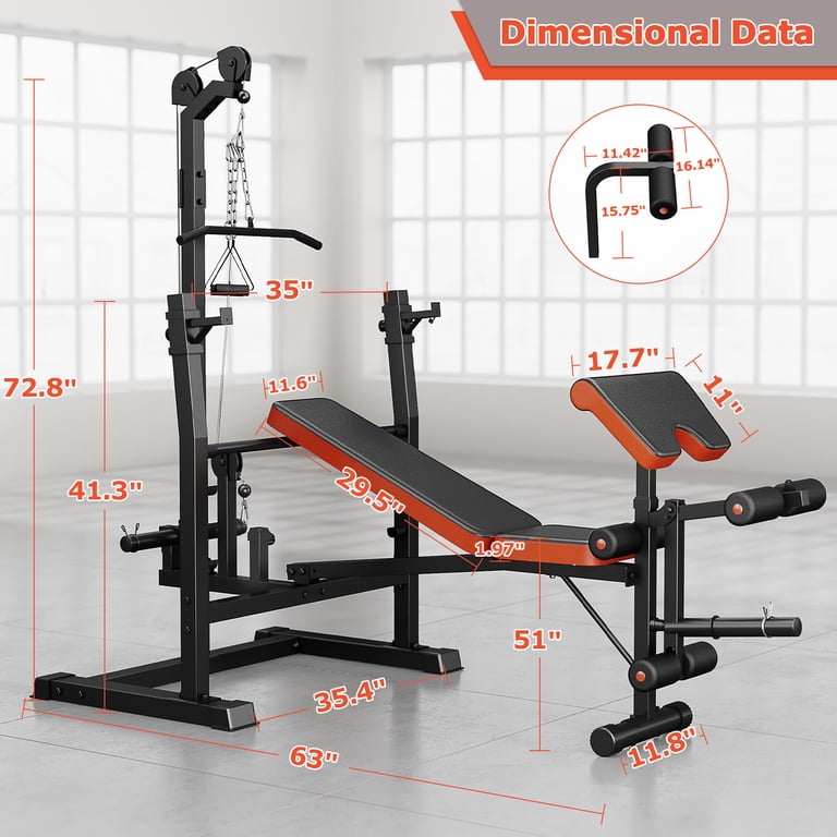 Gikpal 10-in-1 Multi-Function Weight Bench with Lat Pulldown, 880 lbs photo 2