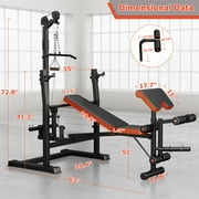 GIKPAL 800lbs 10-in-1 Multi-Function Adjustable Weight Bench Press Set with Row Machine & Lat Pull Down,Full Body Strength Training Workout Bench Exercise Equipment with Leg Developer, Preacher Curl