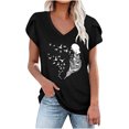 thumbnail image 2 of zanvin Hauts pour Femmes, Mode d'Été T-shirt Blouse Décontractée à Col en V à Manches Courtes Imprimée pour Femmes, 2 of 4